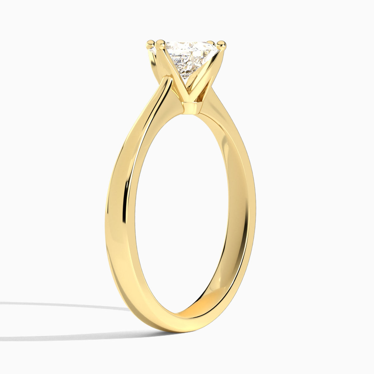 Princess Petal Aurora Four-Prong Lab Diamond Engagement Ring In 18K Yellow Gold, Angle View