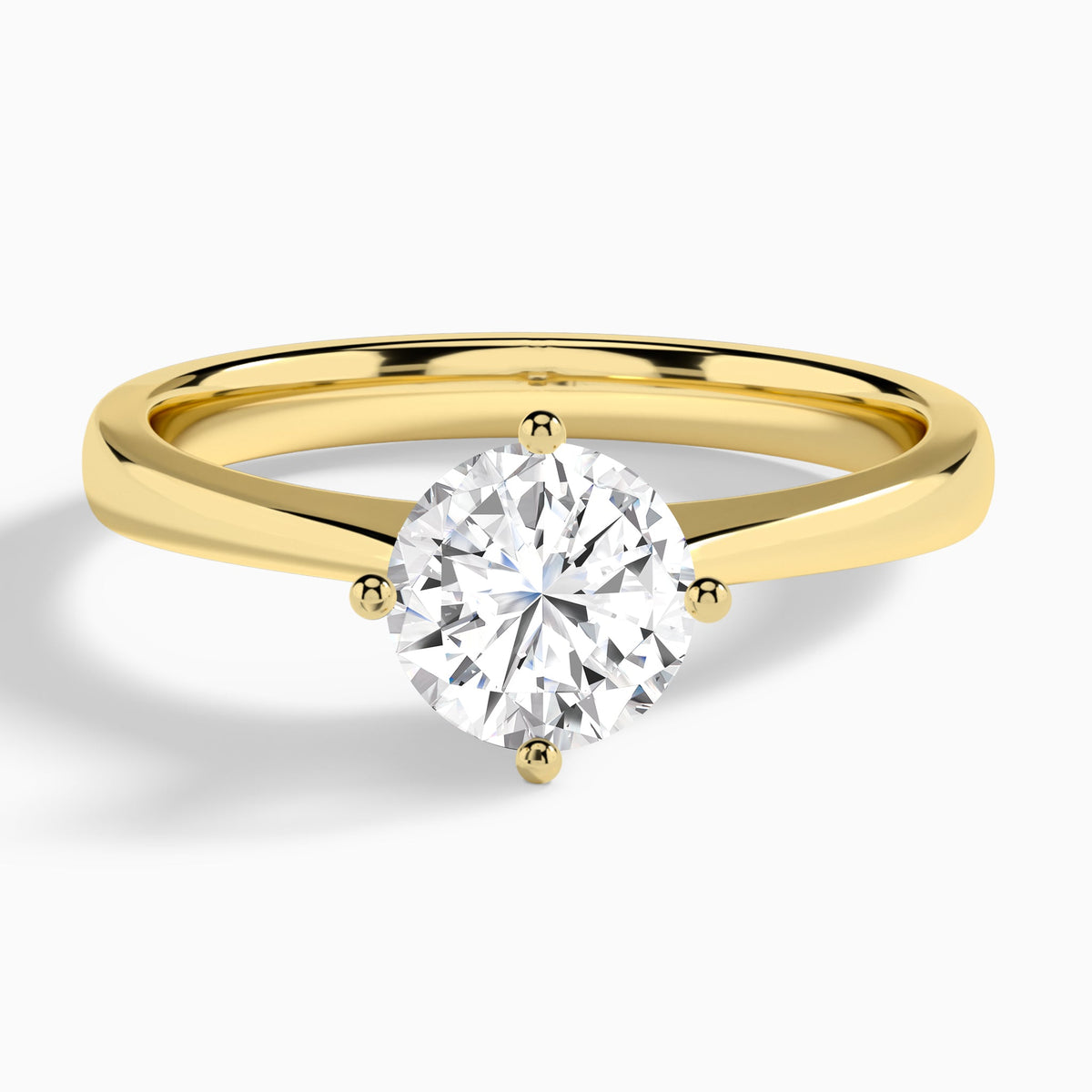 Round Petal Aurora Four-Prong Lab Diamond Engagement Ring In 18K Yellow Gold - Lucenjuri