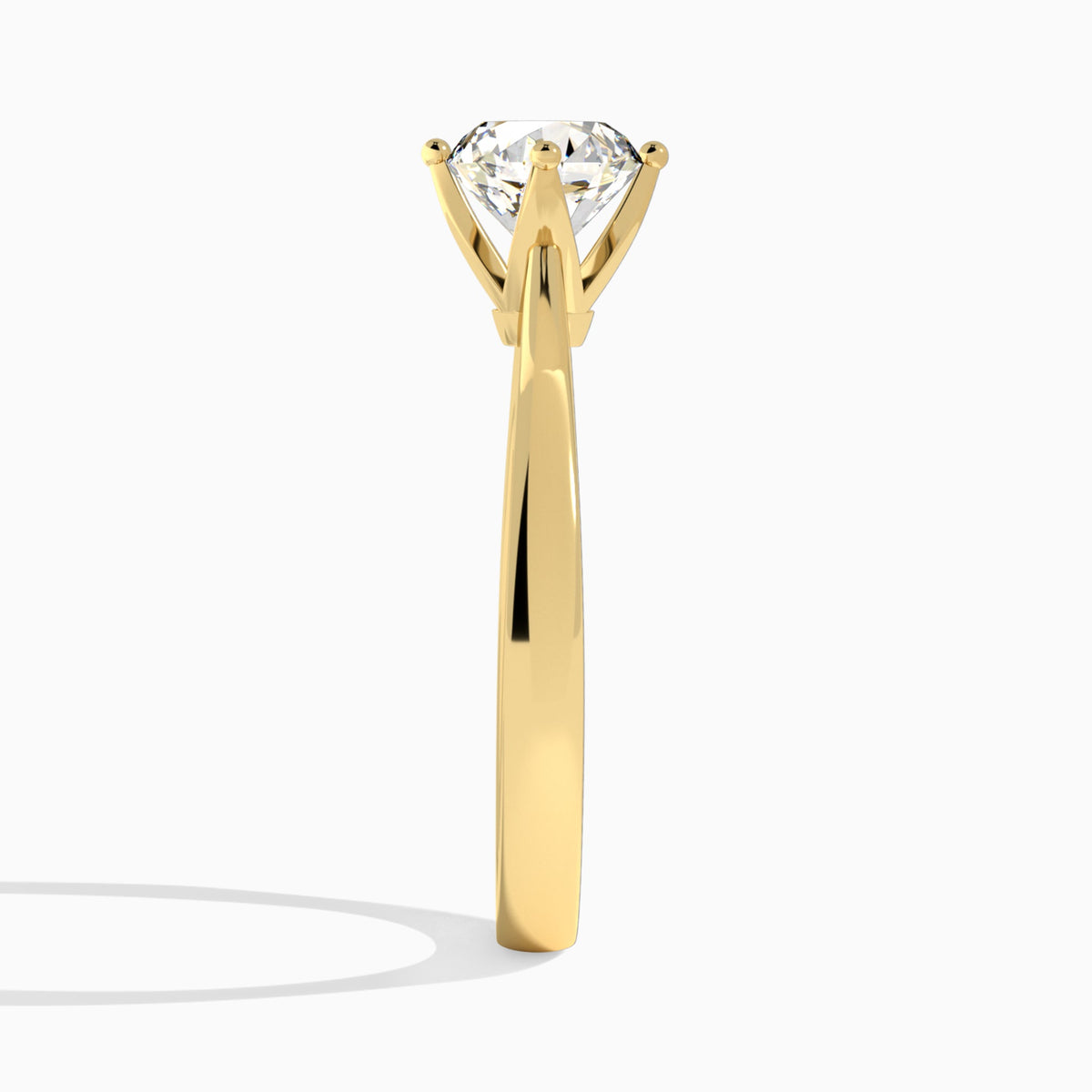 Round Petal Aurora Four-Prong Lab Diamond Engagement Ring In 18K Yellow Gold, Side View