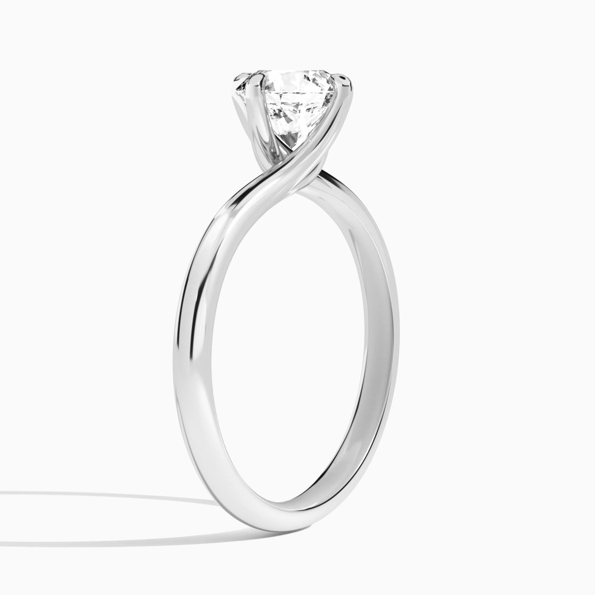 Round Reverie Lab Grown Diamond Engagement Ring In Platinum, Angle View