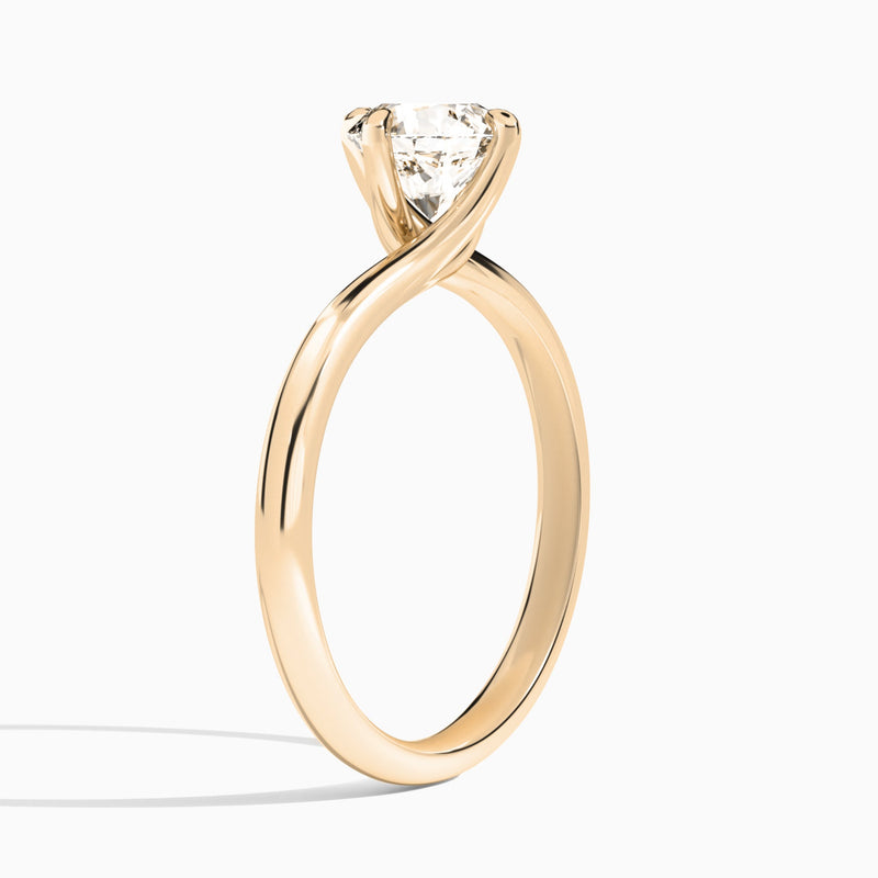 Round Reverie Lab Grown Diamond Engagement Ring In 14K Rose Gold, Angle View