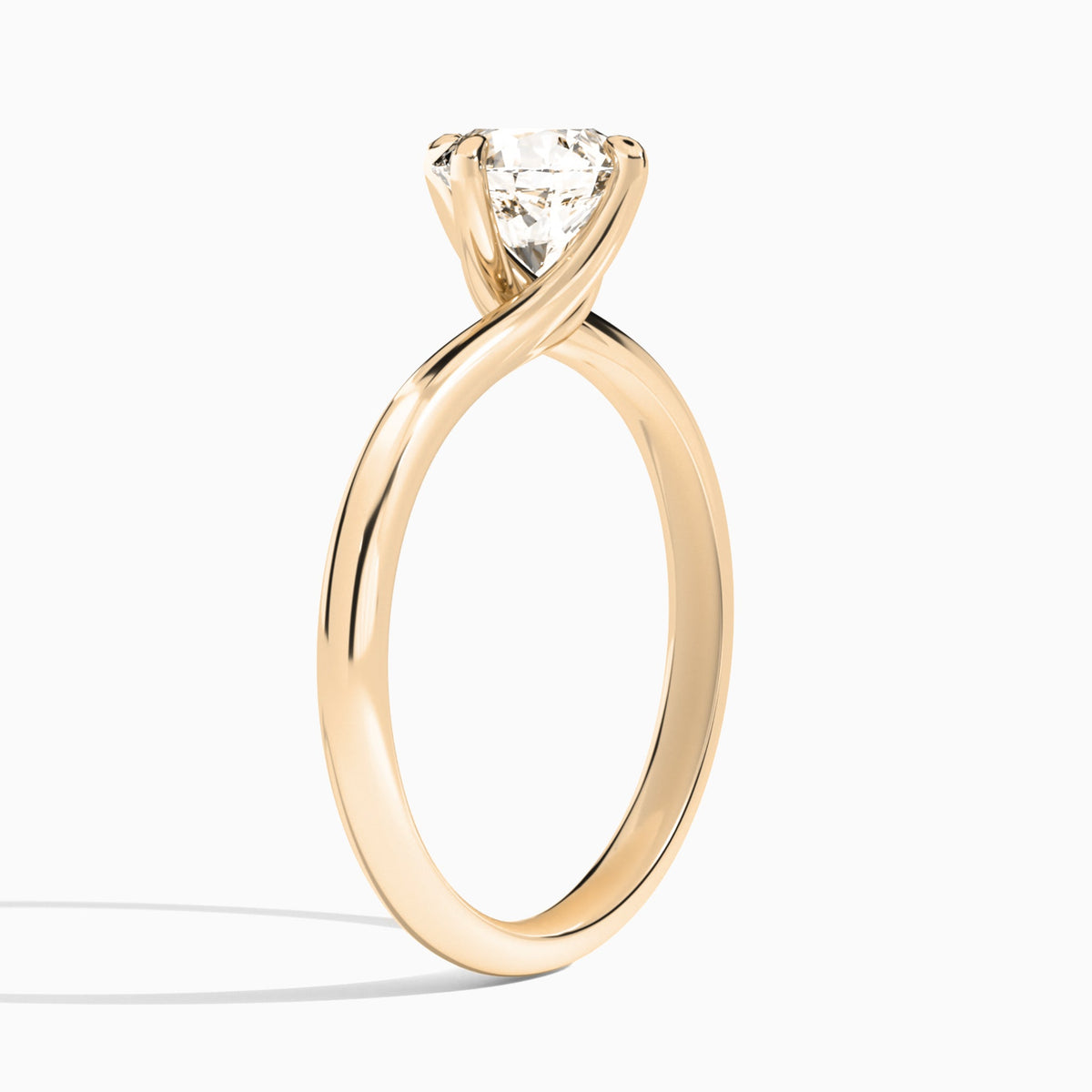 Round Reverie Lab Grown Diamond Engagement Ring In 14K Rose Gold, Angle View