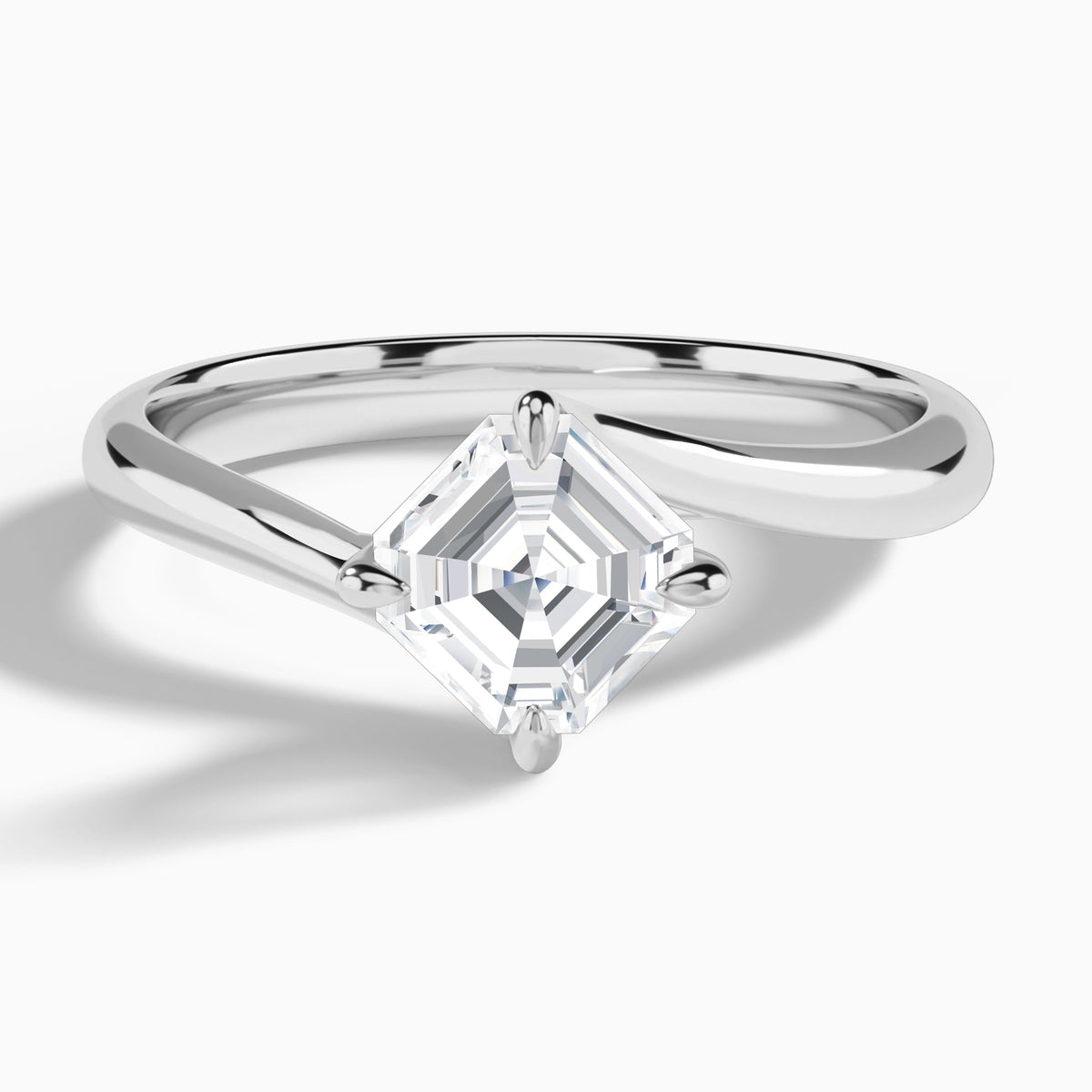 Asscher Reverie Lab Grown Diamond Engagement Ring In 18K White Gold - Lucenjuri
