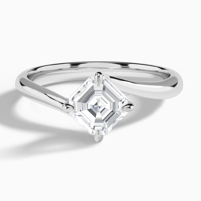 Asscher Reverie Lab Grown Diamond Engagement Ring In 14K White Gold - Lucenjuri