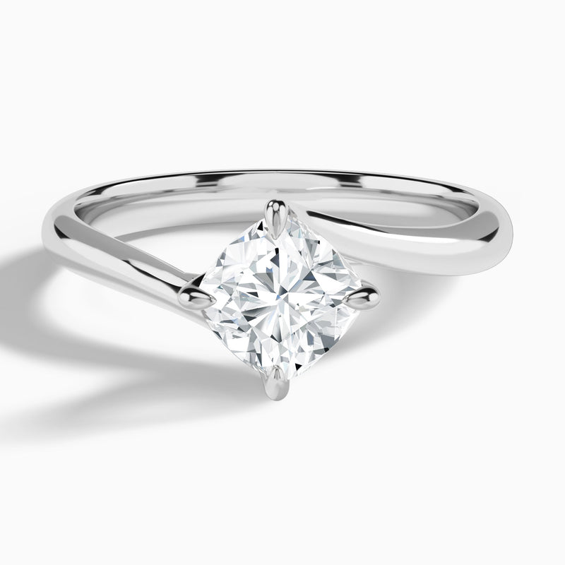 Cushion Reverie Lab Grown Diamond Engagement Ring In 18K White Gold - Lucenjuri