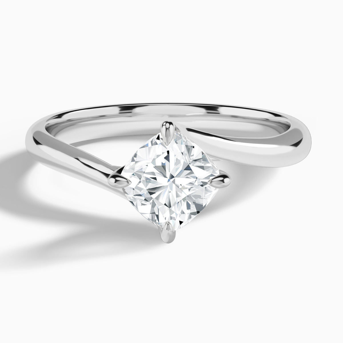 Cushion Reverie Lab Grown Diamond Engagement Ring In 18K White Gold - Lucenjuri