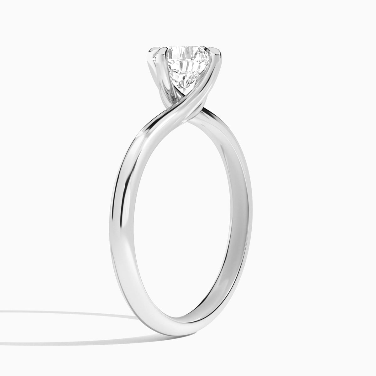 Cushion Reverie Lab Grown Diamond Engagement Ring In 14K White Gold, Angle View