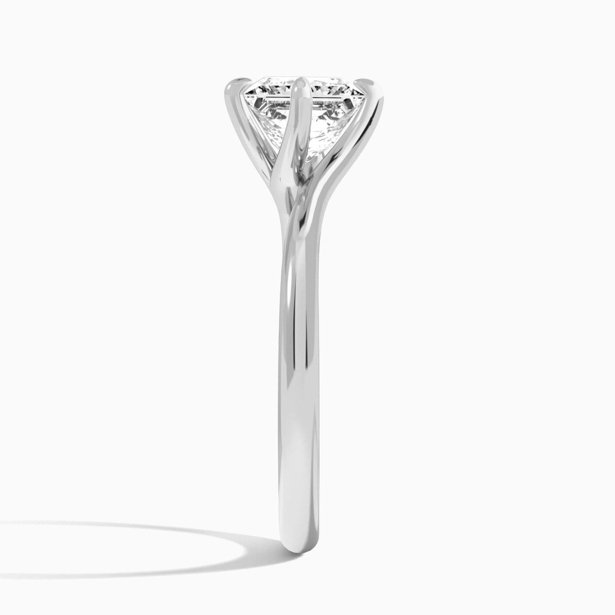 Princess Reverie Lab Grown Diamond Engagement Ring In 18K White Gold, Side View