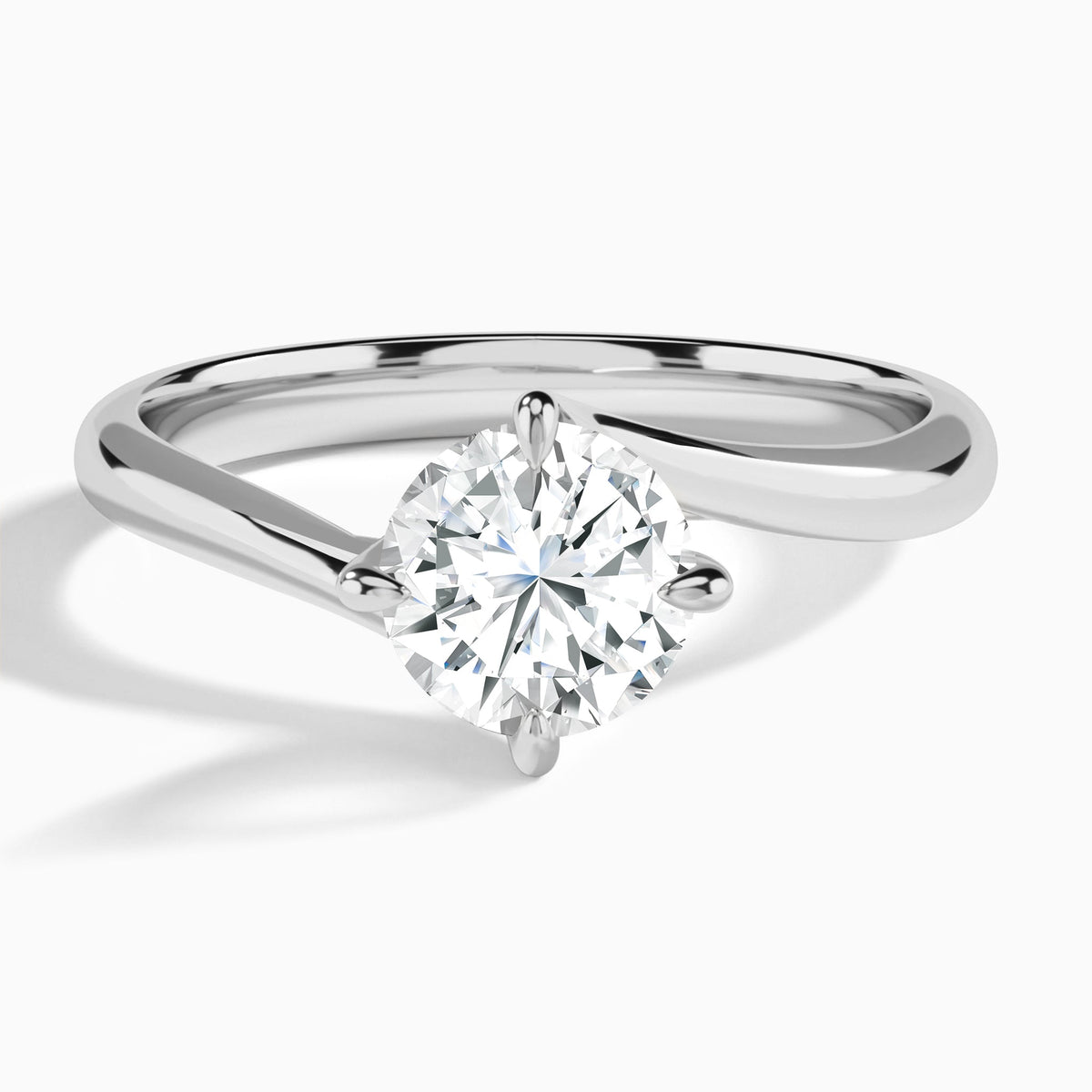 Round Reverie Lab Grown Diamond Engagement Ring In 18K White Gold - Lucenjuri
