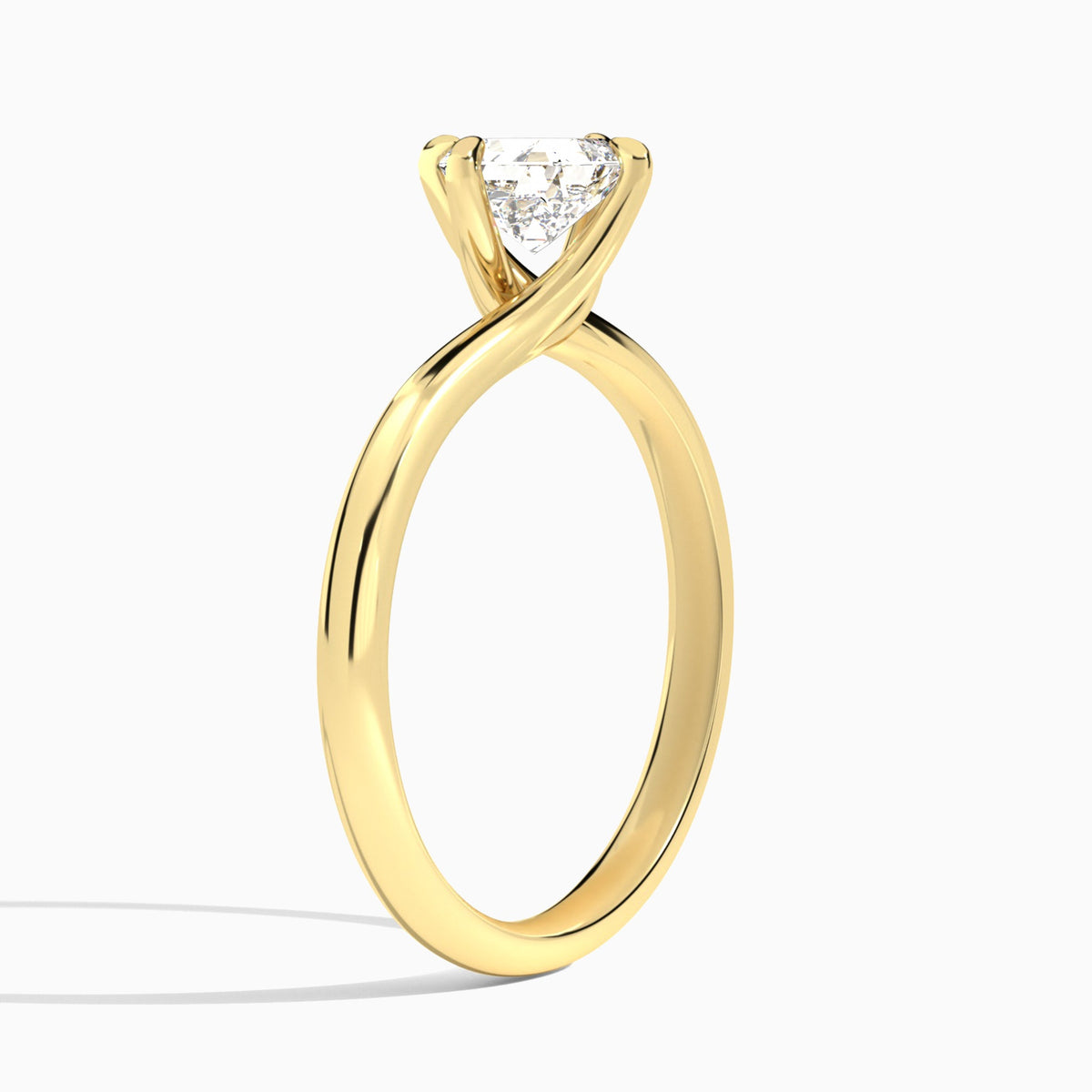 Asscher Reverie Lab Grown Diamond Engagement Ring In 14K Yellow Gold, Angle View