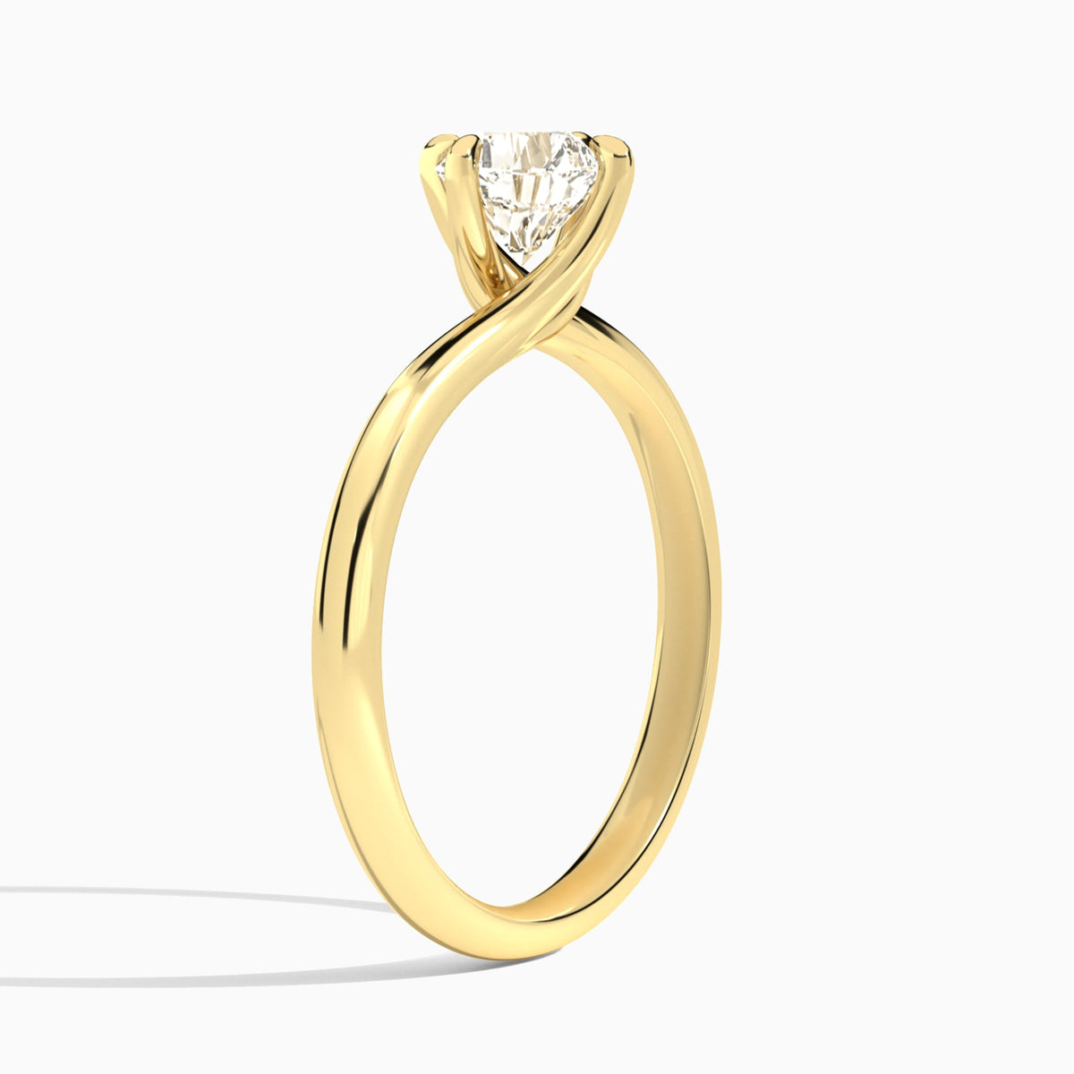 Cushion Reverie Lab Grown Diamond Engagement Ring In 18K Yellow Gold, Angle View