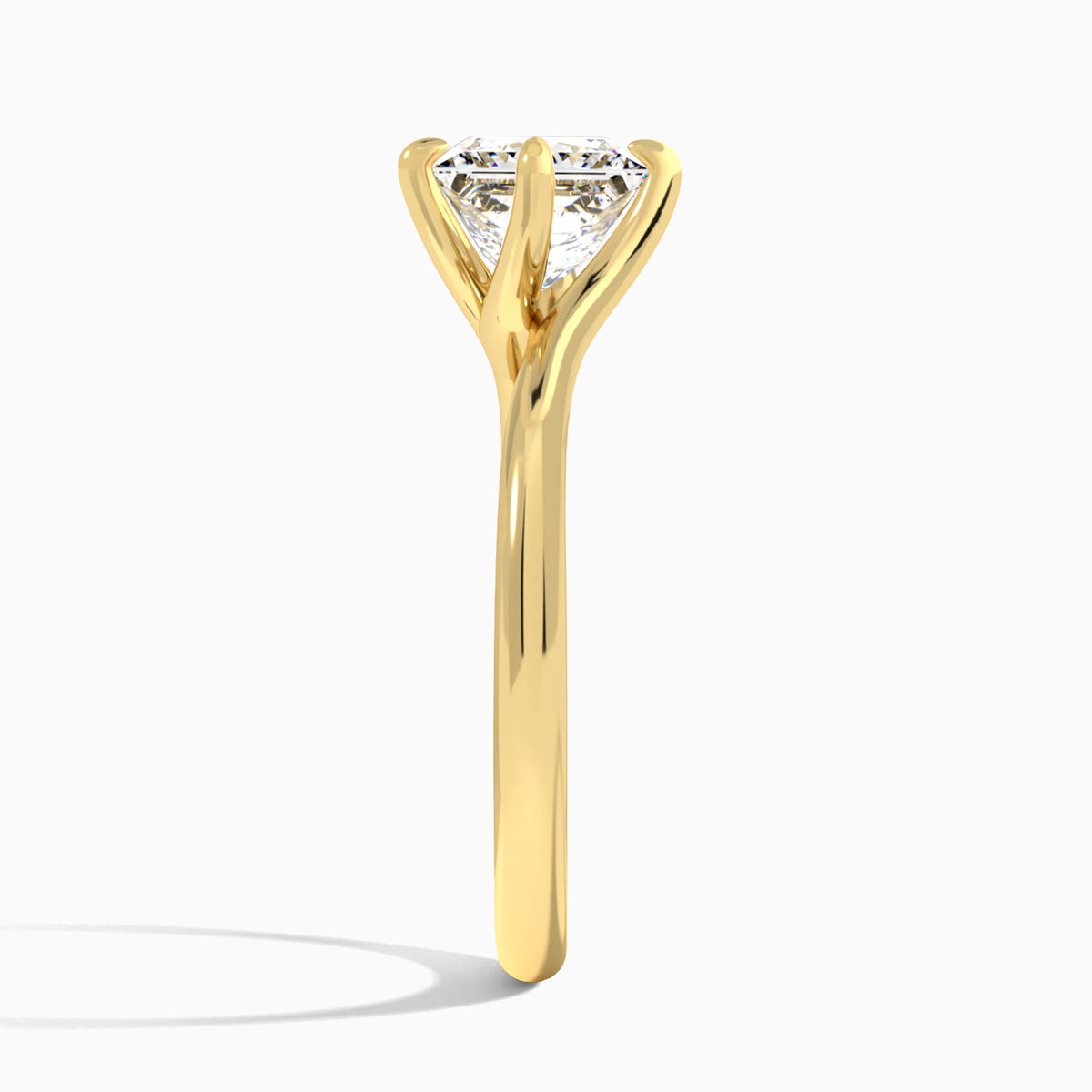 Princess Reverie Lab Grown Diamond Engagement Ring In 18K Yellow Gold, Side View