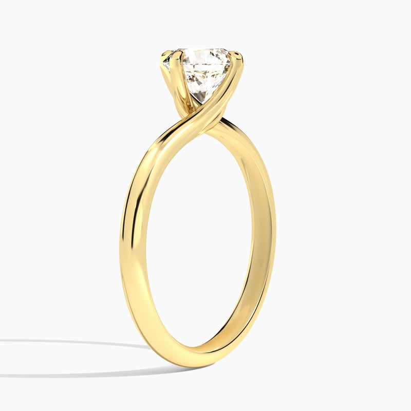 Round Reverie Lab Grown Diamond Engagement Ring In 14K Yellow Gold, Angle View