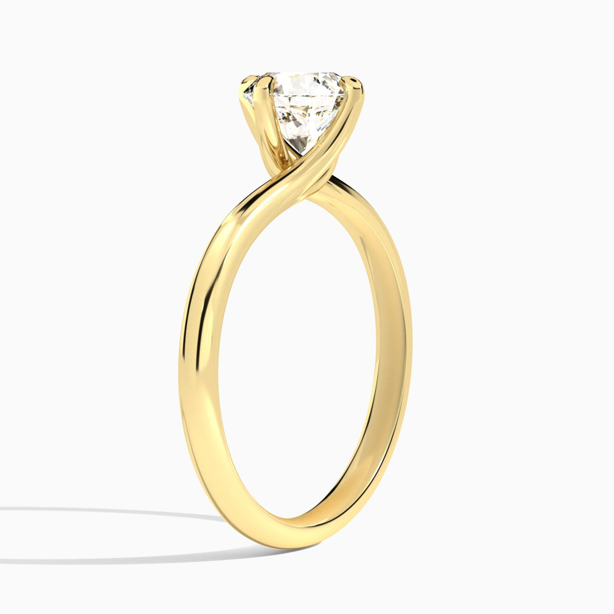 Round Reverie Lab Grown Diamond Engagement Ring In 18K Yellow Gold, Angle View