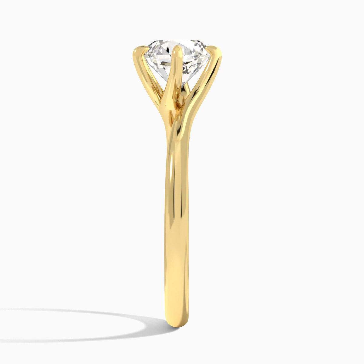 Round Reverie Lab Grown Diamond Engagement Ring In 14K Yellow Gold, Side View