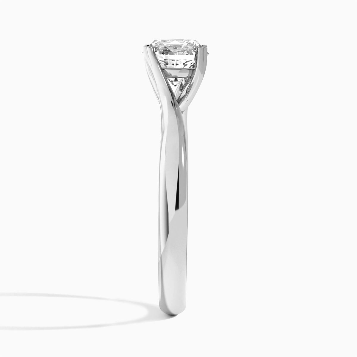Round Elodie Lab Grown Diamond Engagement Ring In Platinum, Side View