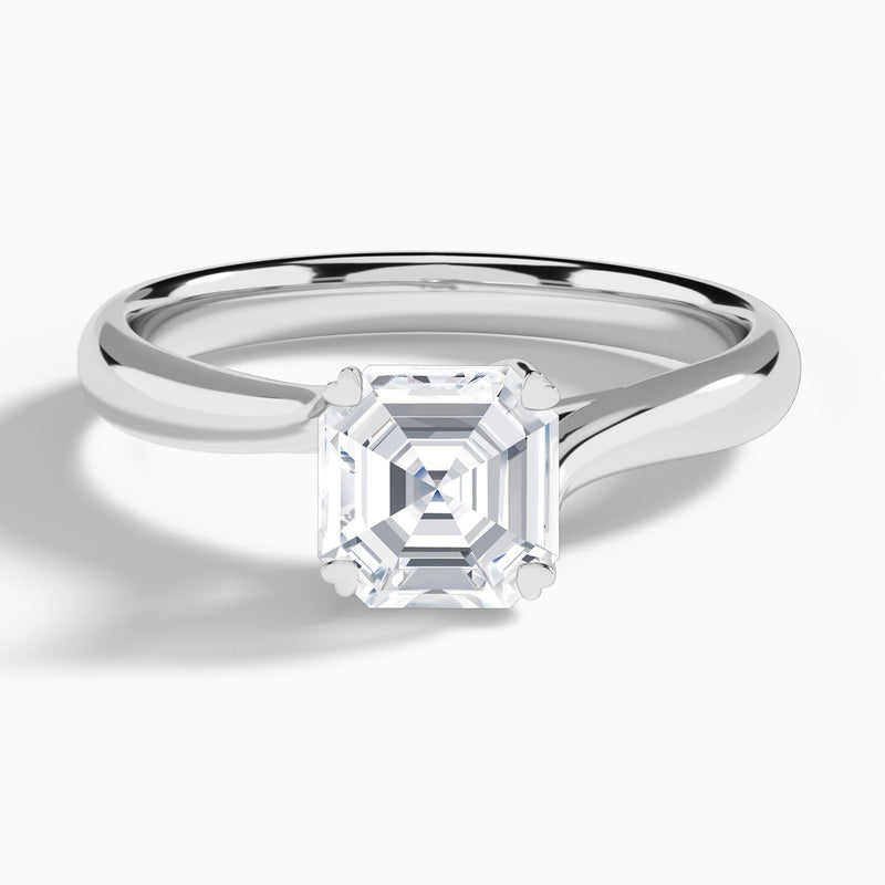 Asscher Elodie Lab Grown Diamond Engagement Ring In 14K White Gold - Lucenjuri