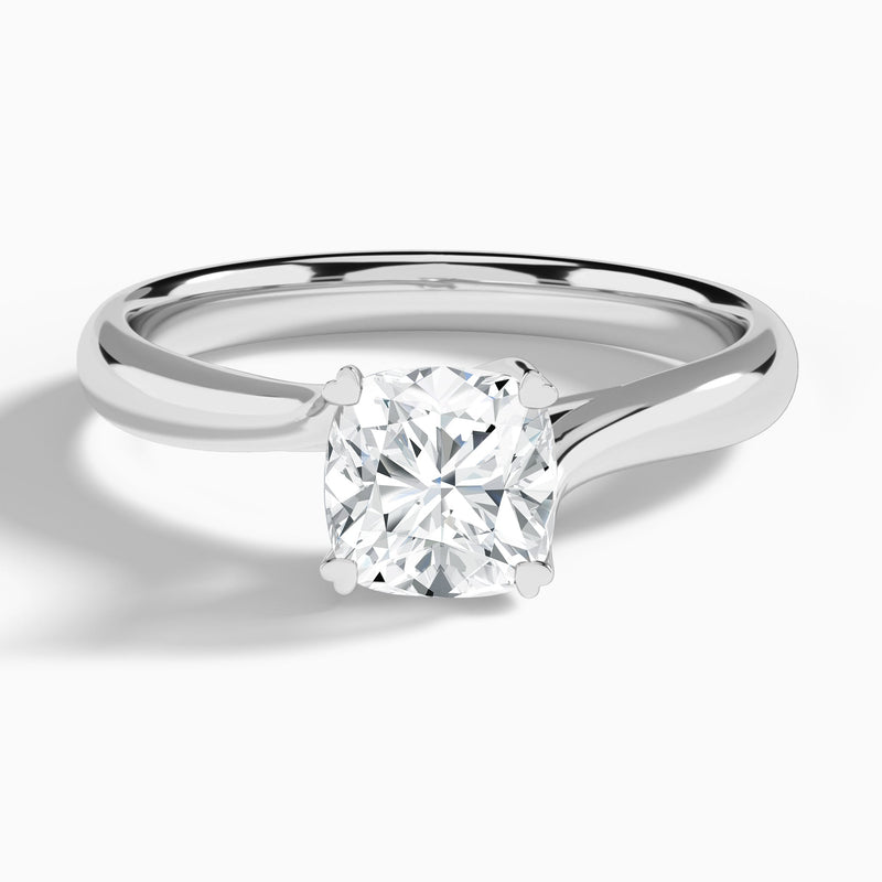 Cushion Elodie Lab Grown Diamond Engagement Ring In 18K White Gold - Lucenjuri