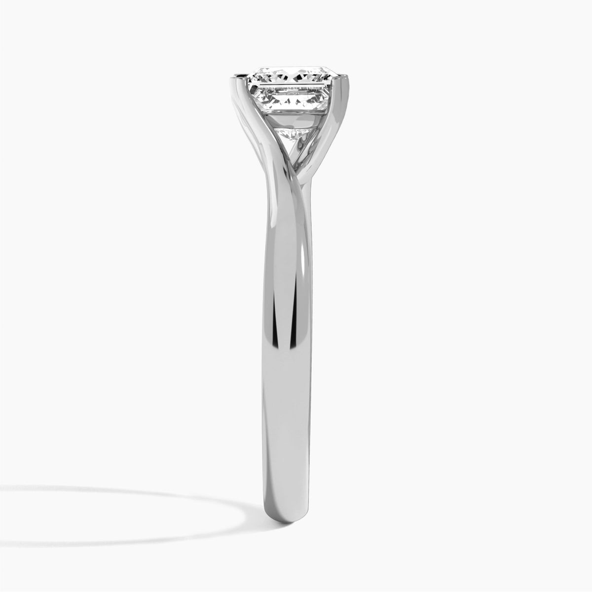 Princess Elodie Lab Grown Diamond Engagement Ring In 18K White Gold, Side View