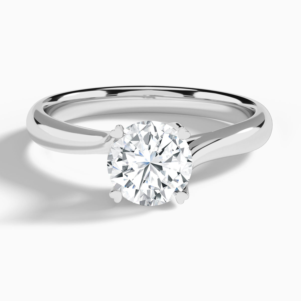 Round Elodie Lab Grown Diamond Engagement Ring In 14K White Gold - Lucenjuri