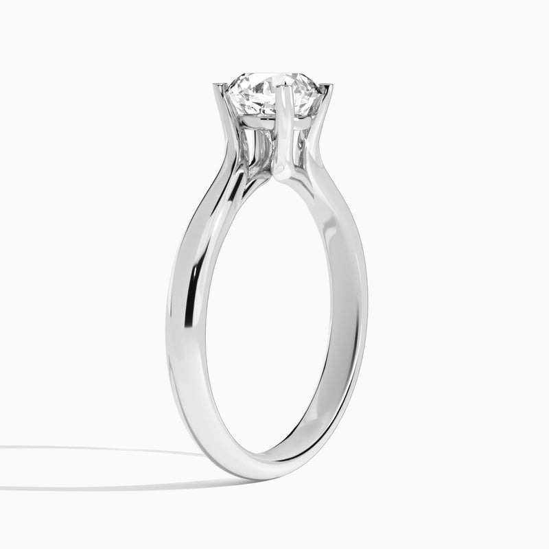 Round Elodie Lab Grown Diamond Engagement Ring In 14K White Gold, Angle View