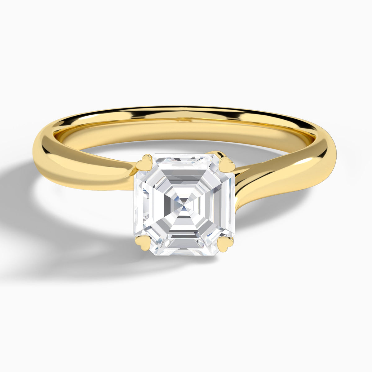 Asscher Elodie Lab Grown Diamond Engagement Ring In 18K Yellow Gold - Lucenjuri