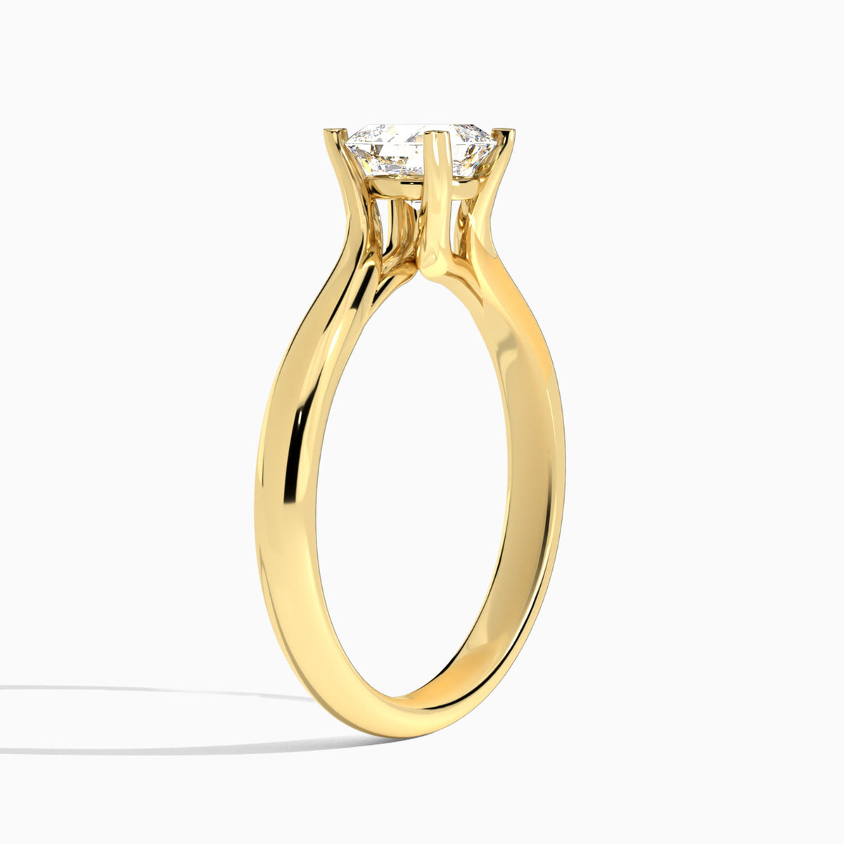 Asscher Elodie Lab Grown Diamond Engagement Ring In 18K Yellow Gold, Angle View