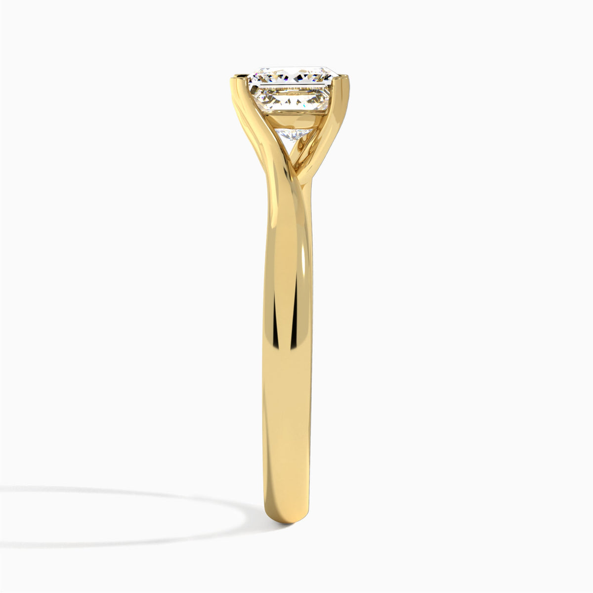 Princess Elodie Lab Grown Diamond Engagement Ring In 18K Yellow Gold, Side View