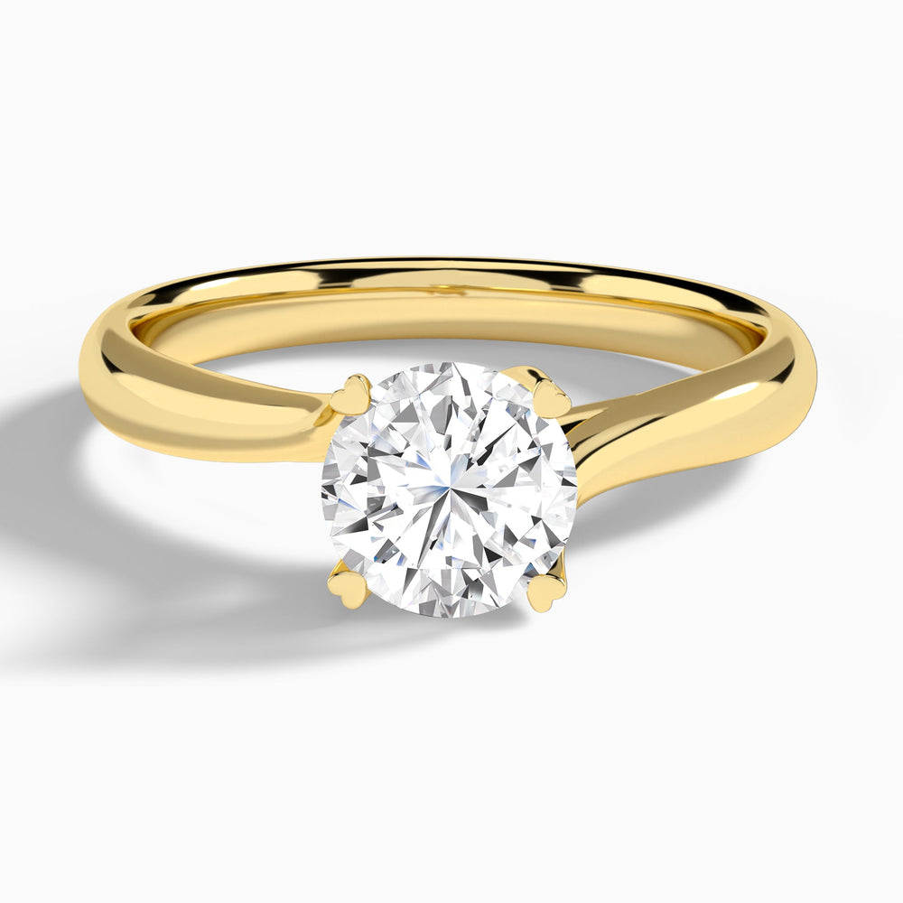 Round Elodie Lab Grown Diamond Engagement Ring In 14K Yellow Gold - Lucenjuri