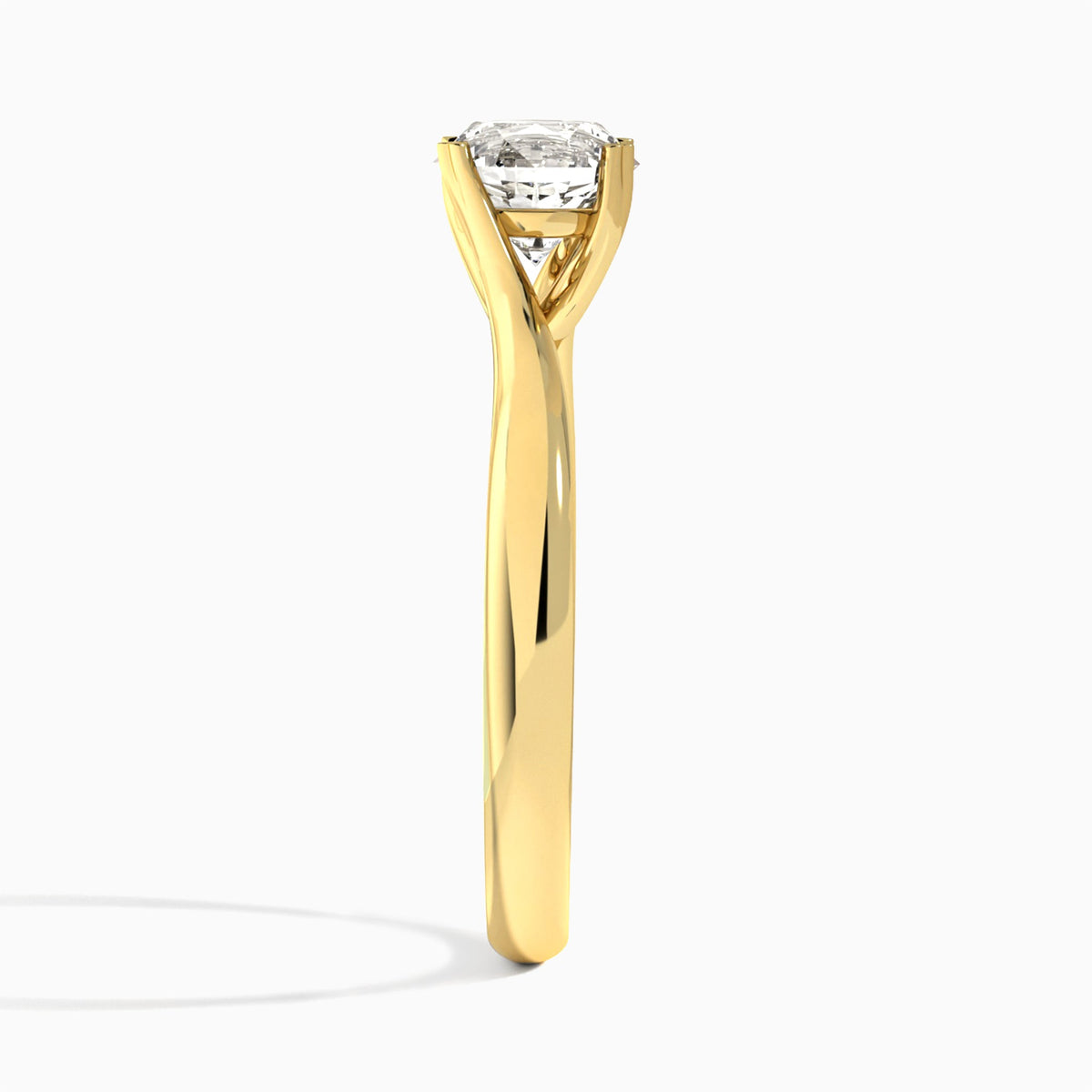Round Elodie Lab Grown Diamond Engagement Ring In 14K Yellow Gold, Side View