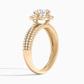 Radiant Split Shank Halo Lab Grown Diamond Engagement Ring In 14K Rose Gold, Angle View