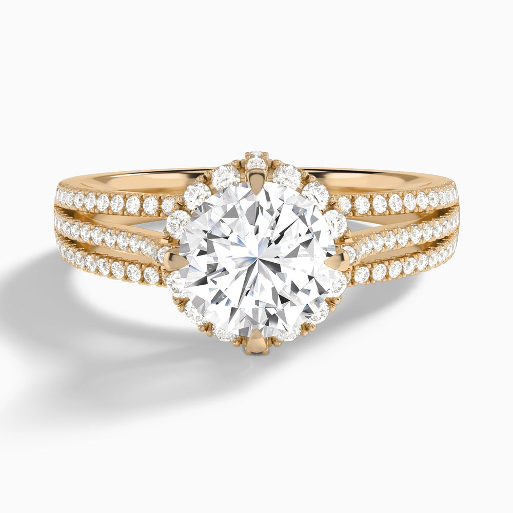 Round Split Shank Halo Lab Grown Diamond Engagement Ring In 14K Rose Gold - Lucenjuri