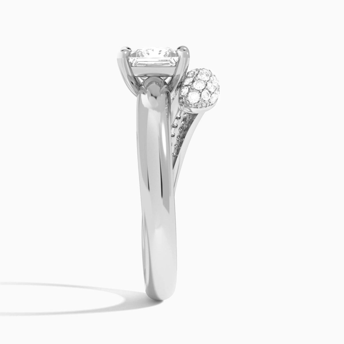 Princess Alexa Luxe Pavé Lab Grown Diamond Engagement Ring In Platinum, Side View