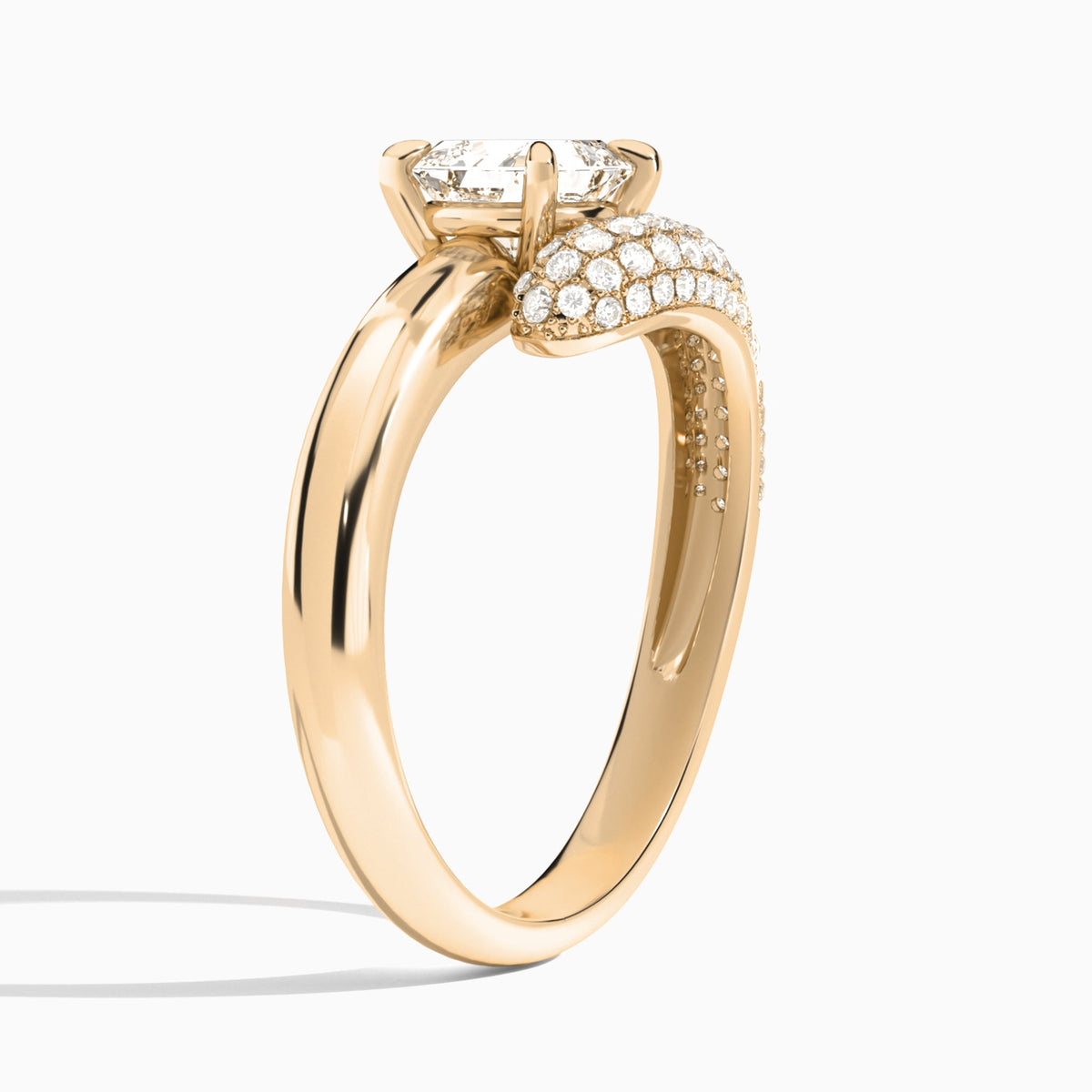 Asscher Alexa Luxe Pavé Lab Grown Diamond Engagement Ring In 14K Rose Gold, Angle View