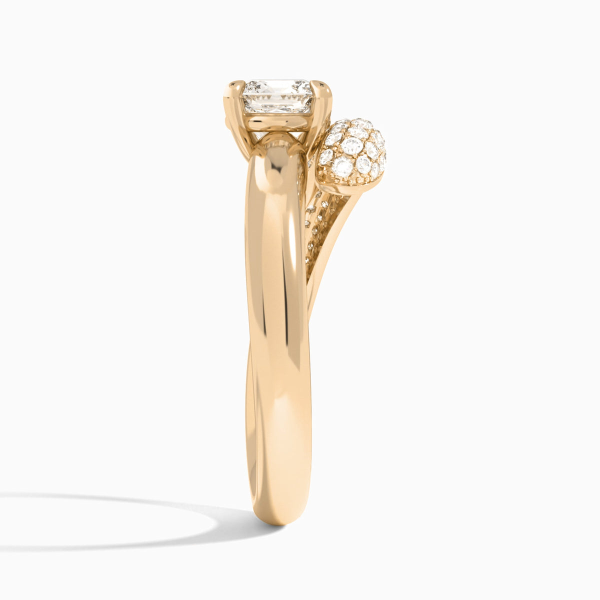 Cushion Alexa Luxe Pavé Lab Grown Diamond Engagement Ring In 14K Rose Gold, Side View