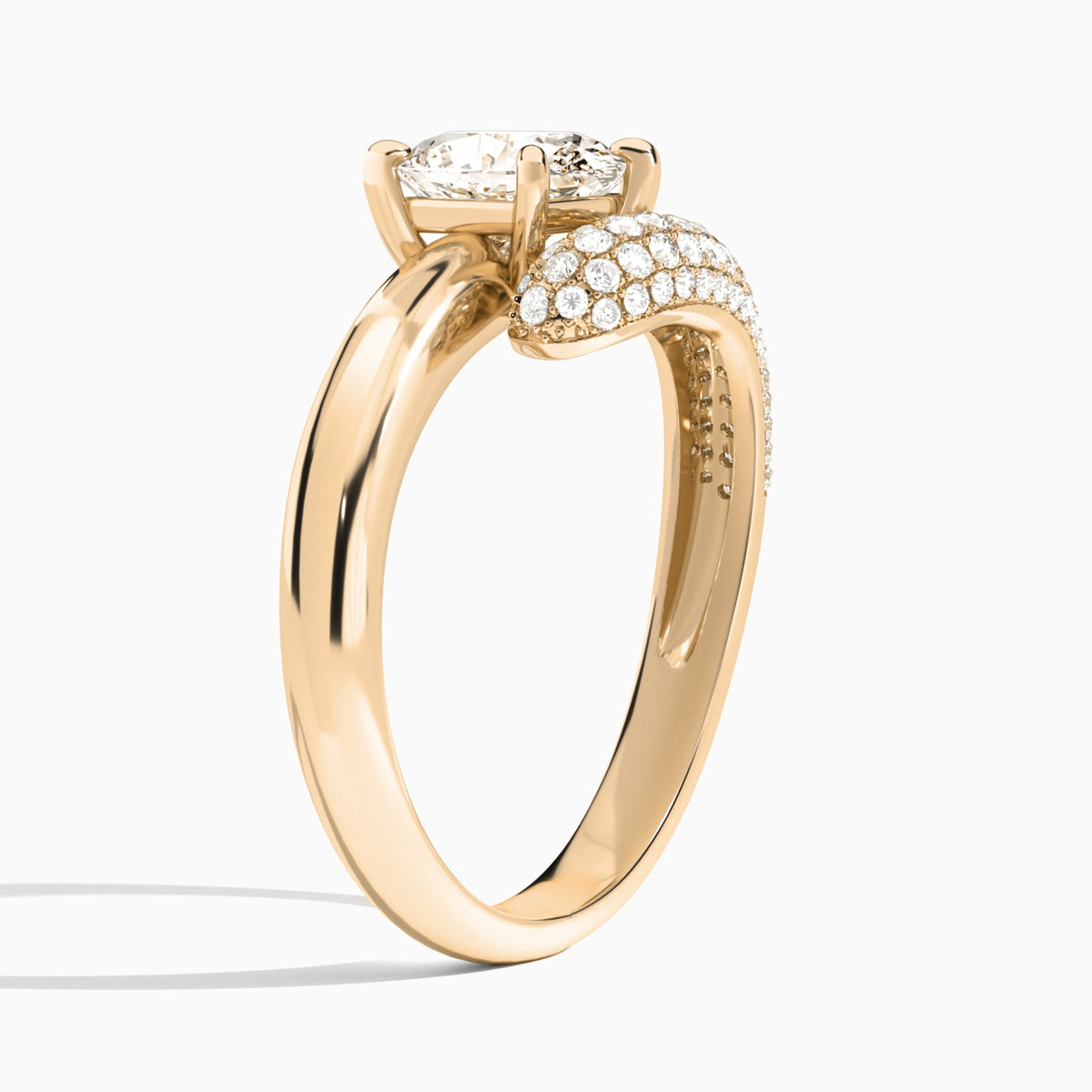 Oval Alexa Luxe Pavé Lab Grown Diamond Engagement Ring In 14K Rose Gold, Angle View