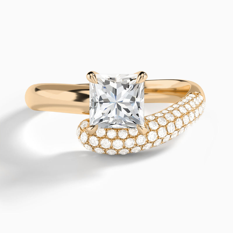 Princess Alexa Luxe Pavé Lab Grown Diamond Engagement Ring In 14K Rose Gold - Lucenjuri