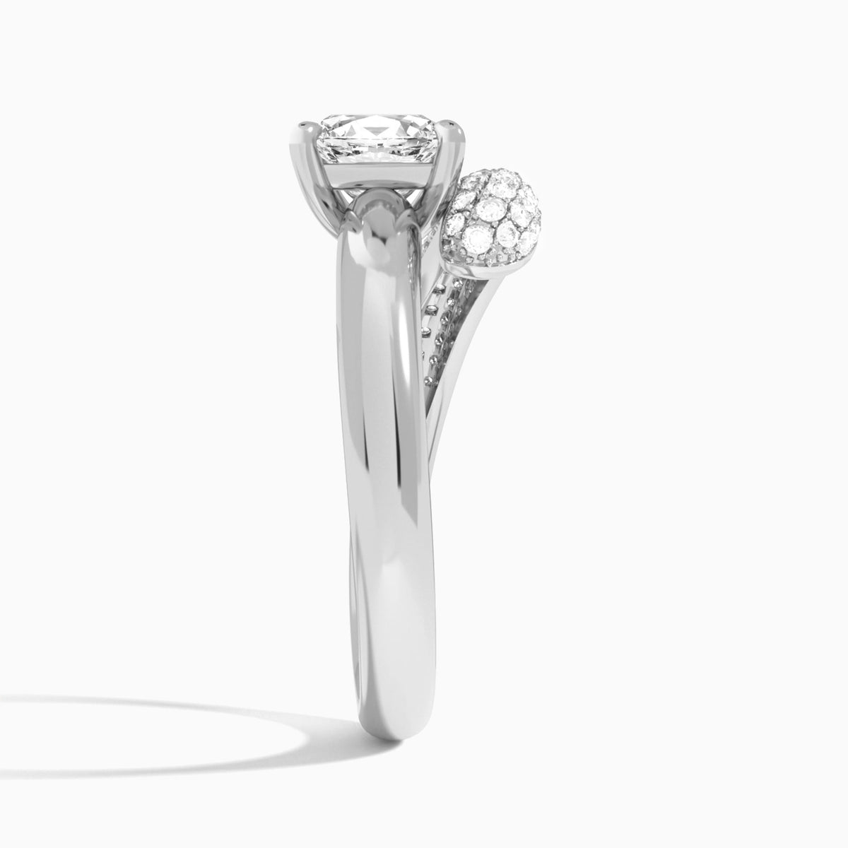 Oval Alexa Luxe Pavé Lab Grown Diamond Engagement Ring In 14K White Gold, Side View