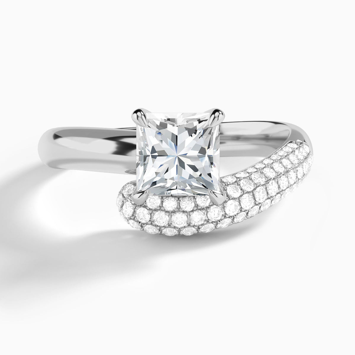 Princess Alexa Luxe Pavé Lab Grown Diamond Engagement Ring In 14K White Gold - Lucenjuri