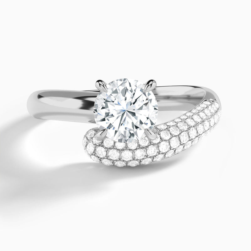 Round Alexa Luxe Pavé Lab Grown Diamond Engagement Ring In 14K White Gold - Lucenjuri