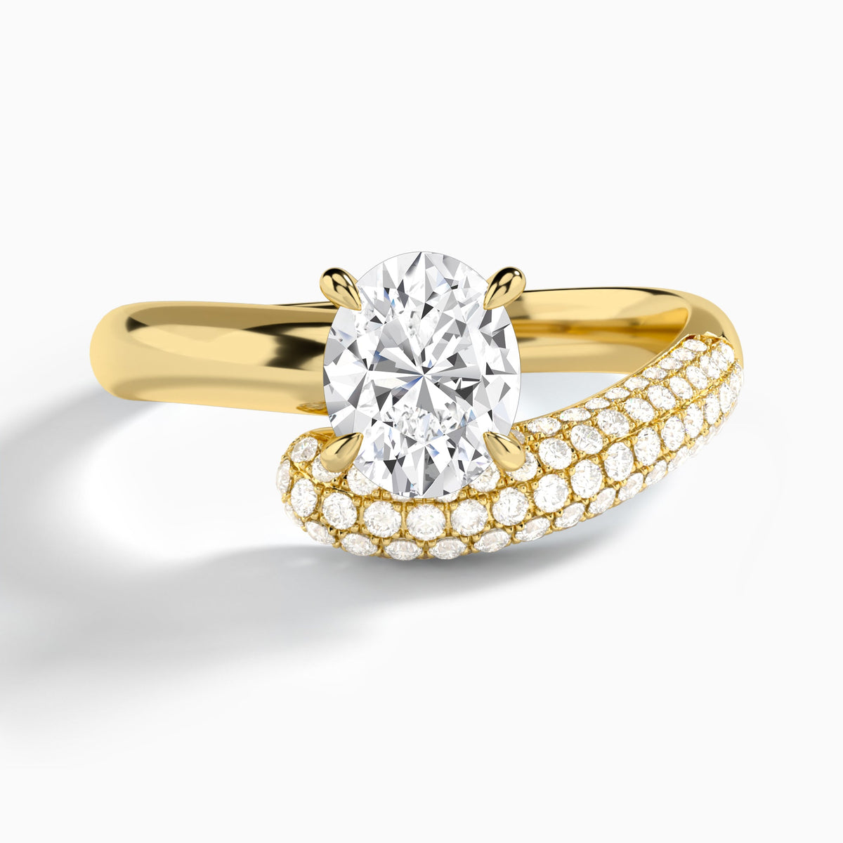 Oval Alexa Luxe Pavé Lab Grown Diamond Engagement Ring In 18K Yellow Gold - Lucenjuri