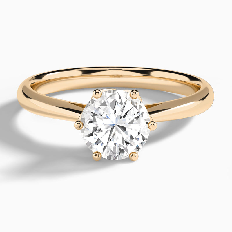 Round Petal Six-Prong Lab Diamond Engagement Ring In 14K Rose Gold - Lucenjuri