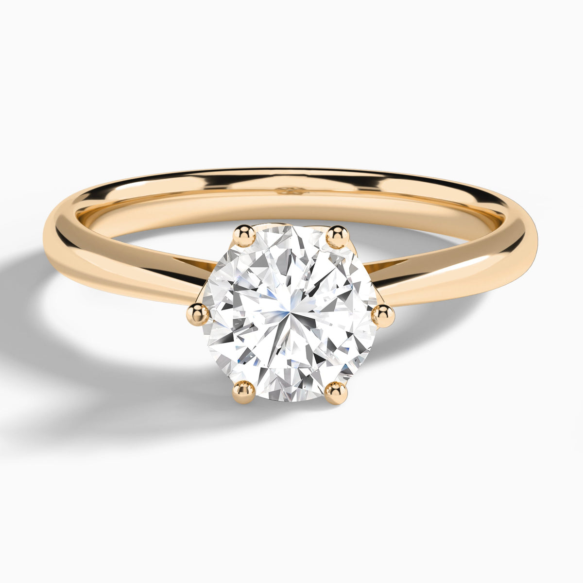 Round Petal Six-Prong Lab Diamond Engagement Ring In 14K Rose Gold - Lucenjuri