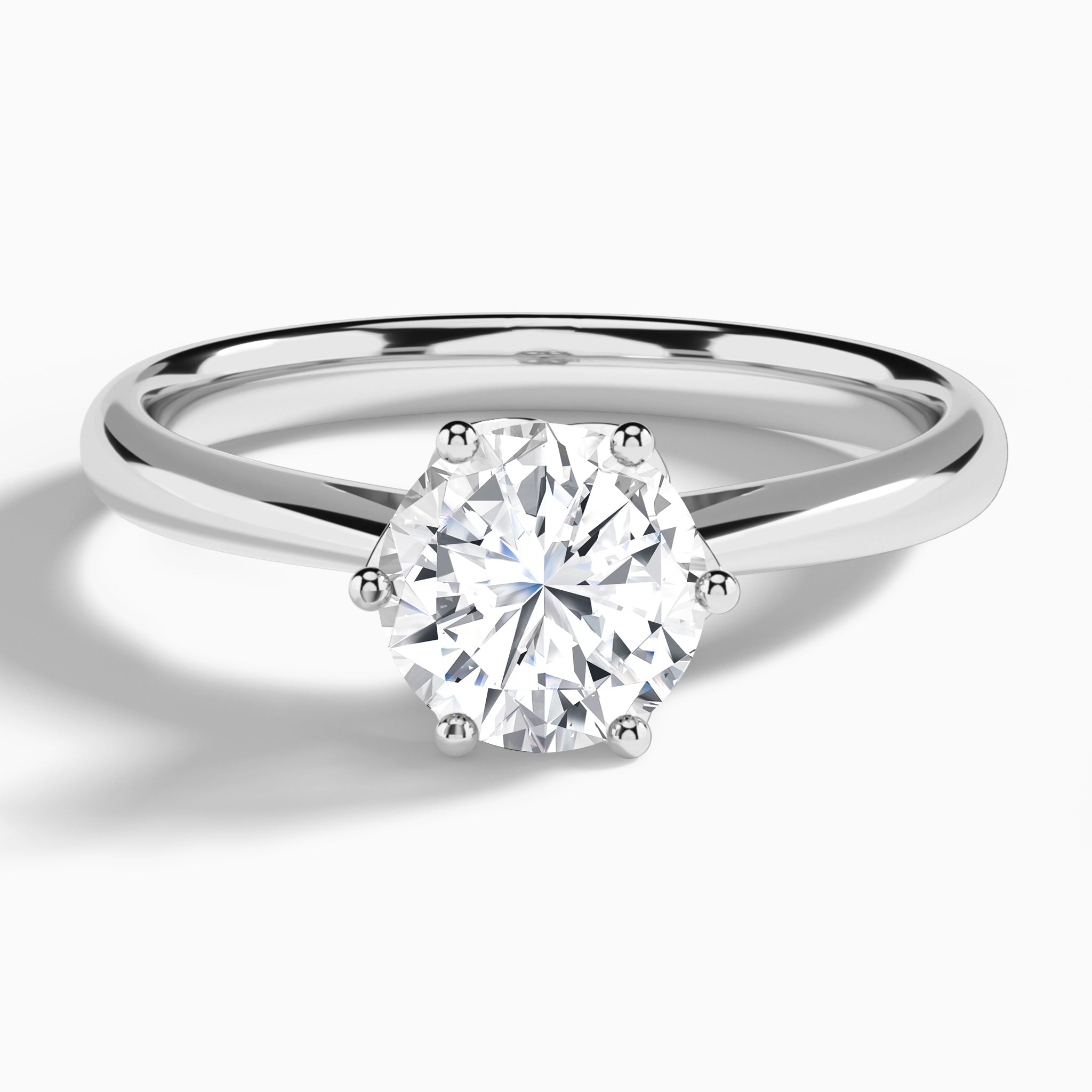 Round Petal Six-Prong Lab Diamond Engagement Ring In 14K White Gold - Lucenjuri