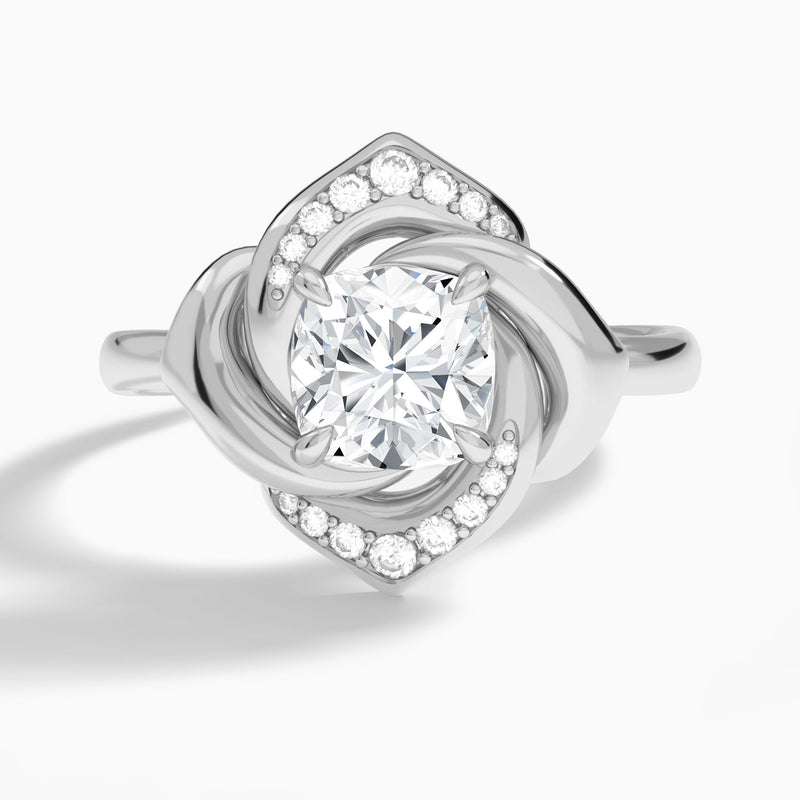 Cushion Rosé Lab Grown Diamond Engagement Ring In Platinum - Lucenjuri