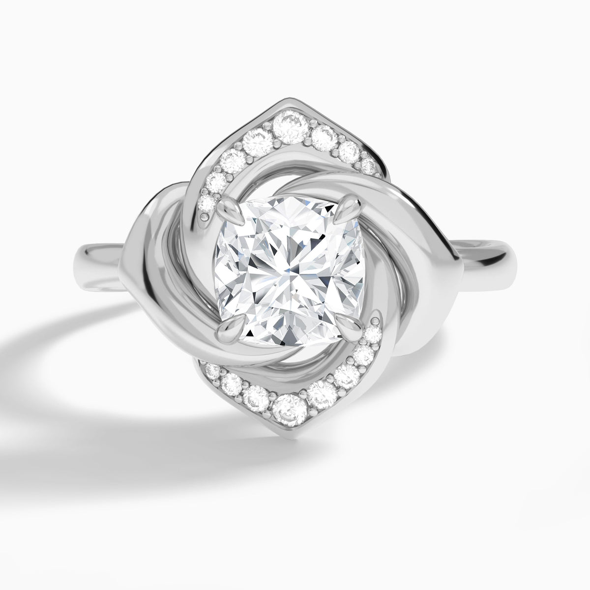Cushion Rosé Lab Grown Diamond Engagement Ring In Platinum - Lucenjuri