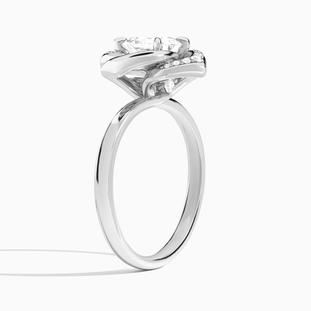 Princess Rosé Lab Grown Diamond Engagement Ring In Platinum, Angle View