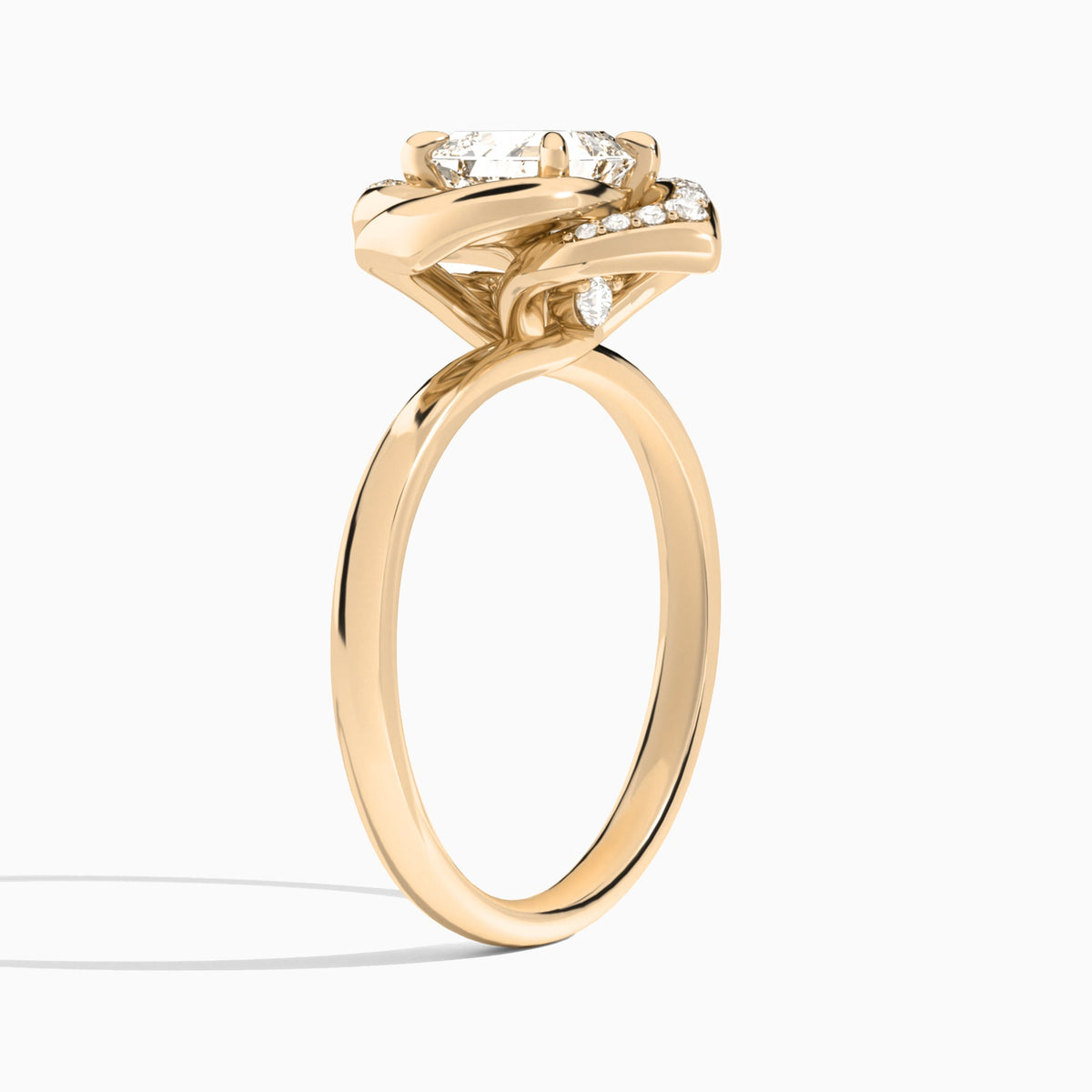 Asscher Rosé Lab Grown Diamond Engagement Ring In 14K Rose Gold, Angle View