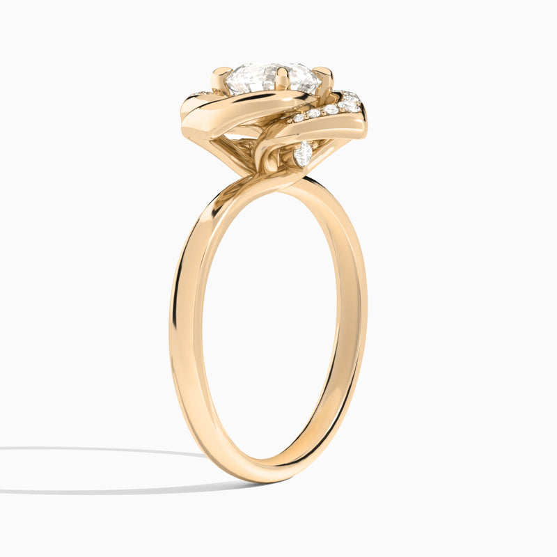 Round Rosé Lab Grown Diamond Engagement Ring In 14K Rose Gold, Angle View