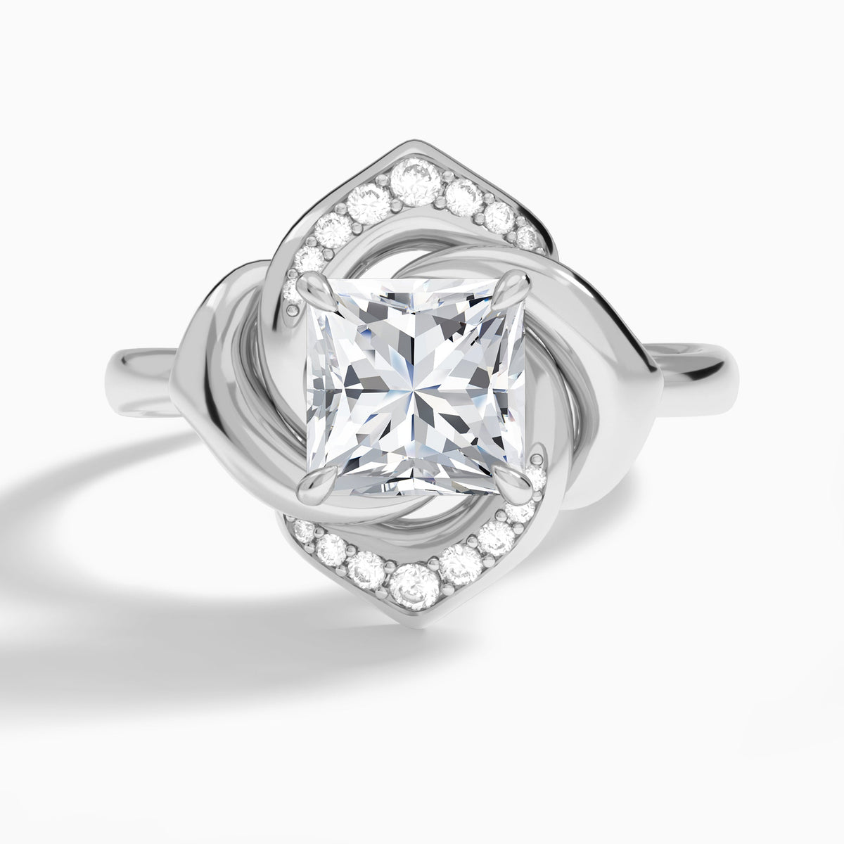 Princess Rosé Lab Grown Diamond Engagement Ring In 14K White Gold - Lucenjuri
